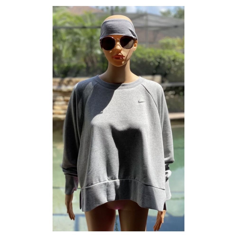Nike Dri-FIT Cropped Crew Sweatshirt Women's XL Heather Gray NWT